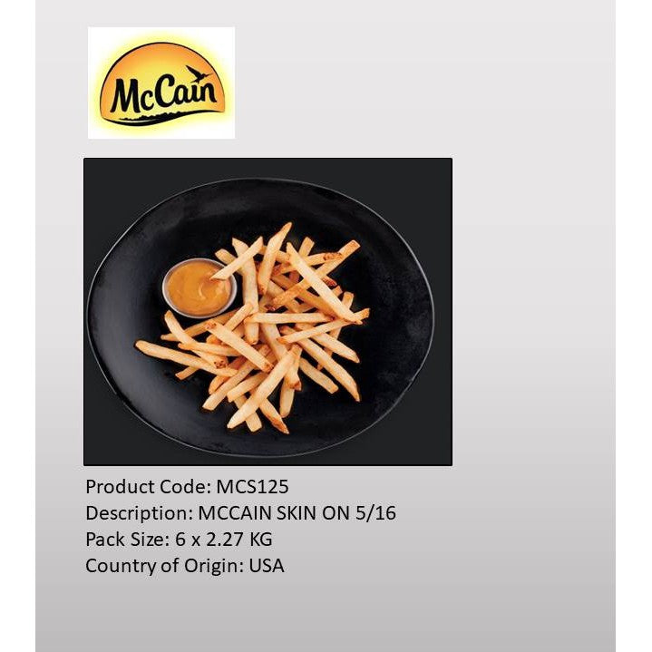 McCain® Skin-On Premium French Fries Regular Straight Cut 2.27kg – Halal Premium Frozen
