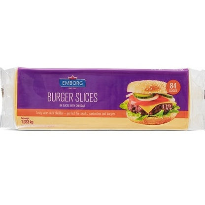 Emborg Premium Burger Slices Yellow 84pc 1Kg Cheese Slice Halal