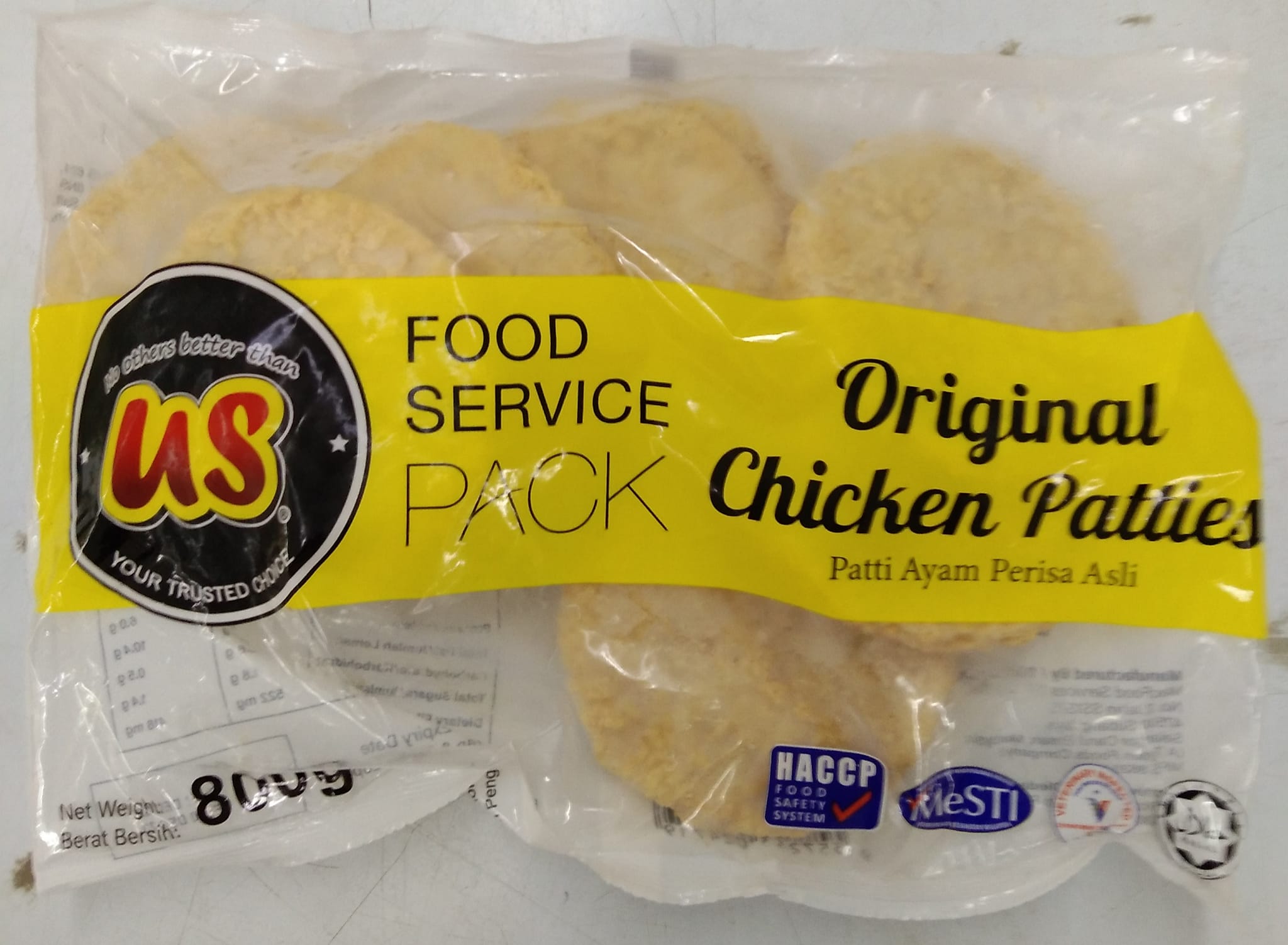US Premium Original Chicken Patties 10pc 850g Frozen Halal