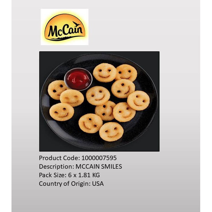 McCain® Smiles Potato 1.81kg (±48pc) | Premium Halal Frozen