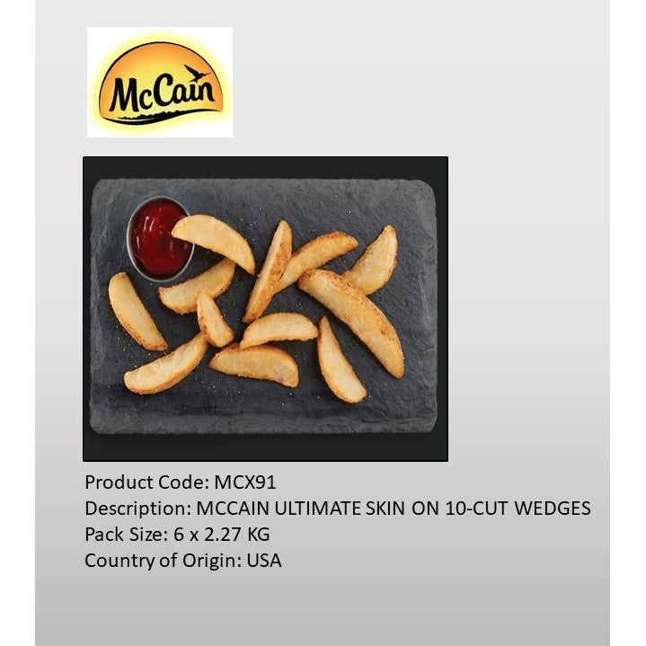 McCain Ultimate® / Ore-Ida® EverCrisp® Crispy Coated Skin-On Thin 10-Cut Wedges 2.27kg – Halal Frozen