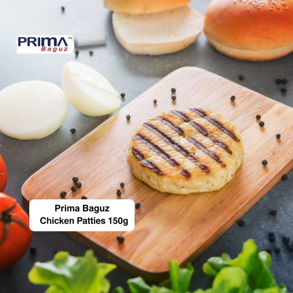 Primabaguz Premium Halal Chicken Burger Seasoned Patties 150gm (24pc)