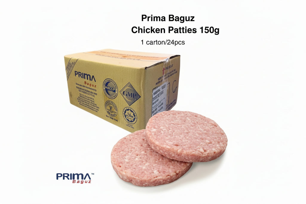 Primabaguz Premium Halal Chicken Burger Seasoned Patties 150gm (24pc)
