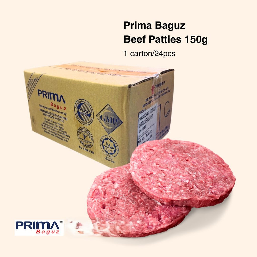 Primabaguz Premium Halal Beef Burger Seasoned Patties 150gm (24pc)