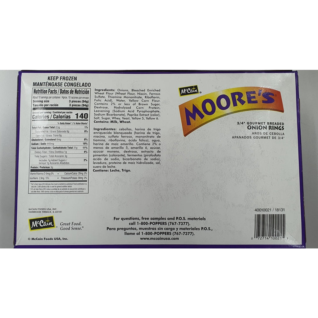 McCain OPA Moore's 3/4" Gourmet Breaded Onion Rings 907g | Halal