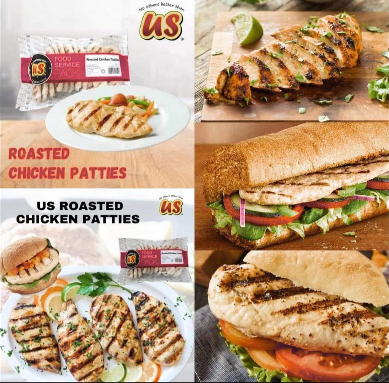 US Premium Roasted Chicken Patties 1kg (±15pc) - Frozen Halal