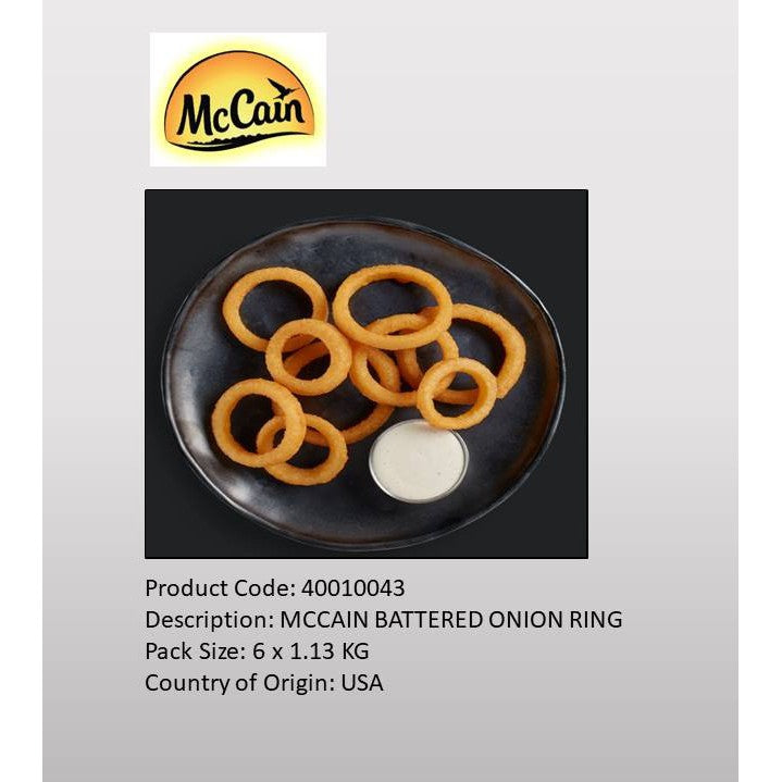 McCain Moore's® 3/8" Battered Onion Rings 1.13kg – Halal Frozen