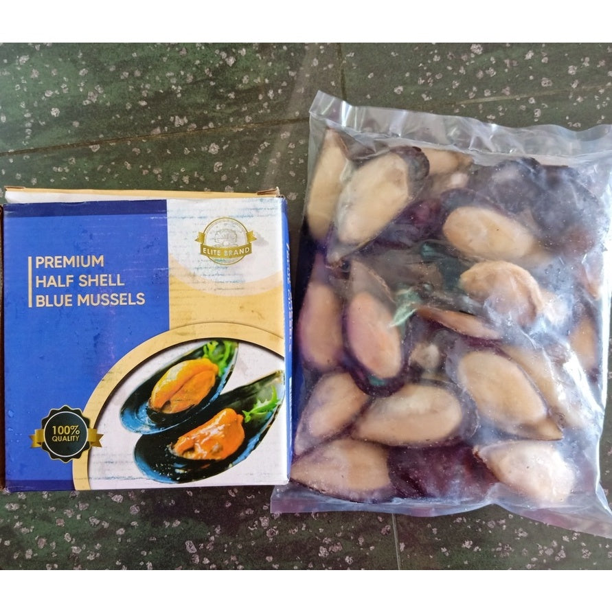 Premium Frozen Half Shell Blue Mussel 8-9 1Kg Pack