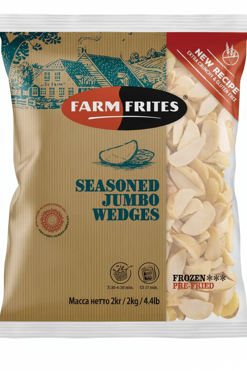 Farm Frites Premium Seasoned Jumbo Wedges 2kg | Frozen Halal