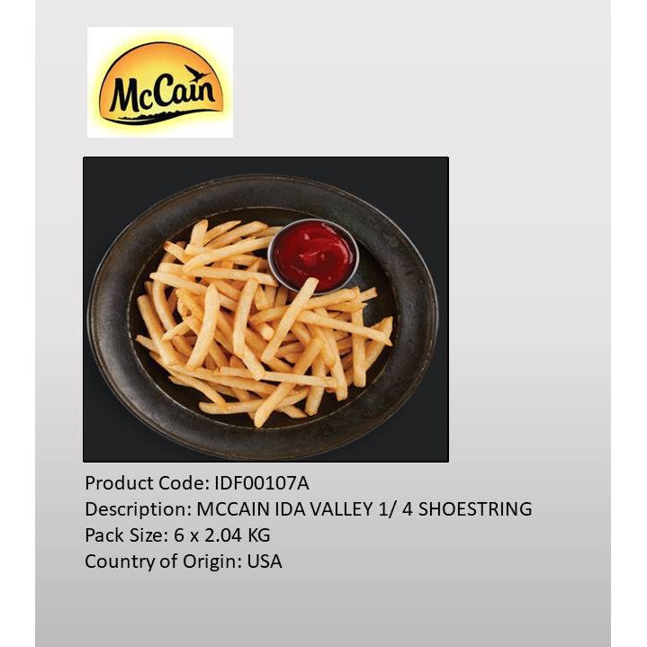 2.04Kg McCain Idaho Valley™ 1/4″ Shoestring Fries (Halal) – Premium Frozen Fries