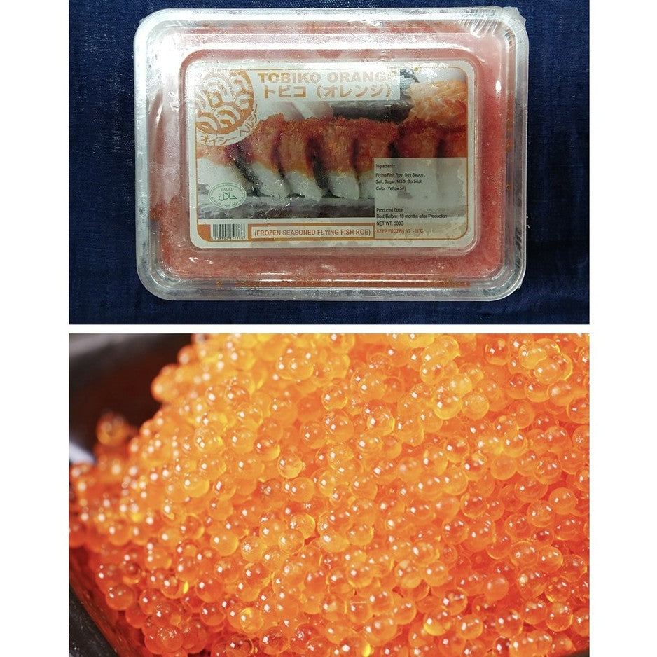 Premium Tobiko Orange Flying Fish Roe 500g | Halal Frozen | Japan Import
