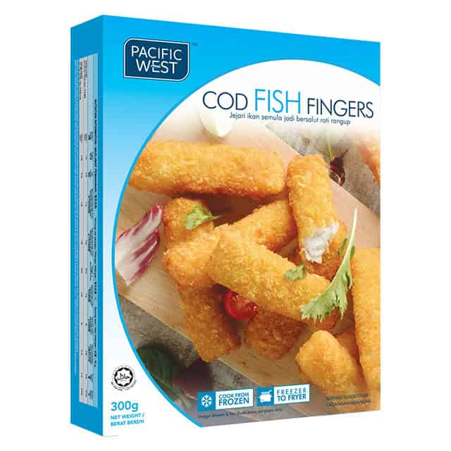 Pacific West Premium Crumbed Cod Fish Fingers 1kg (~40pcs) | Frozen Halal