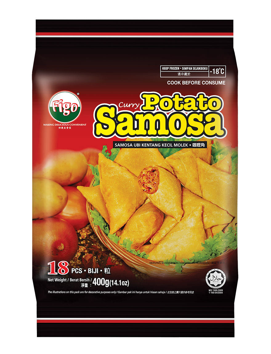 Figo Premium Veggie Curry Samosa 18pc 400g Frozen Halal