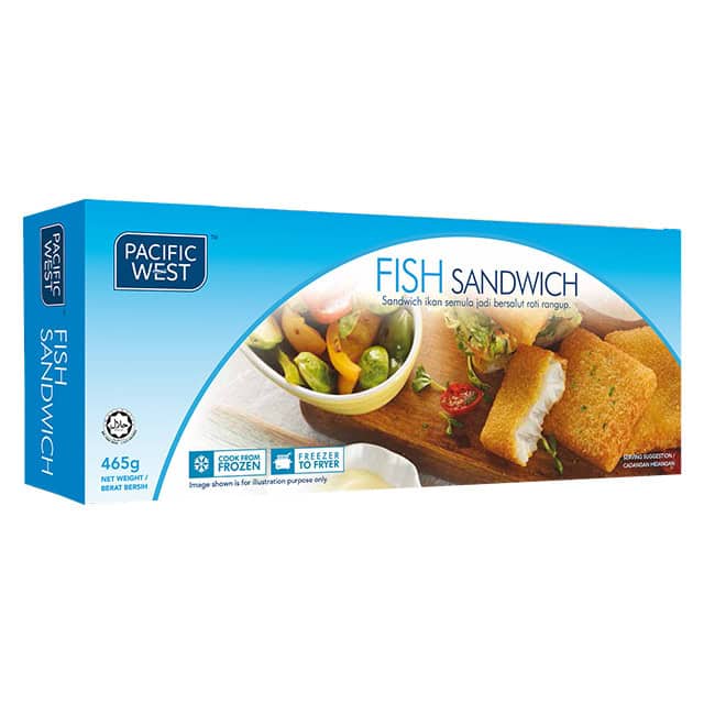 Pacific West Premium Fish Sandwich 620g (8's) | Frozen Halal | Filet-O-Fish Style Burger Patty
