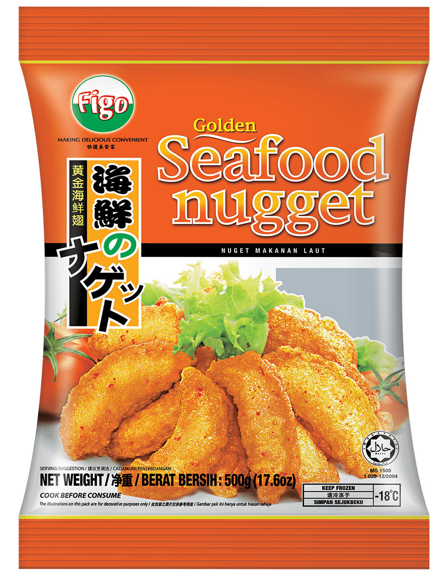 Figo Premium Golden Seafood Nugget 500g (Frozen) – Halal