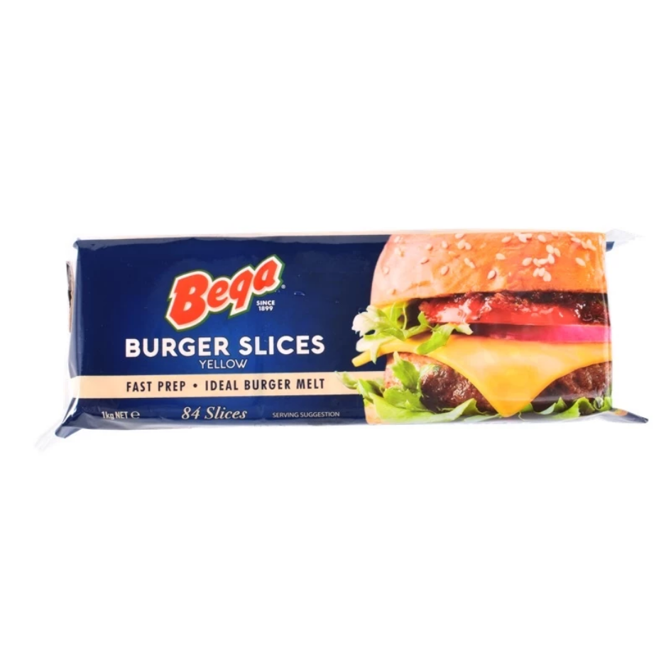 Bega Premium Burger Slices Yellow 84pc 1Kg Cheese Slice Halal