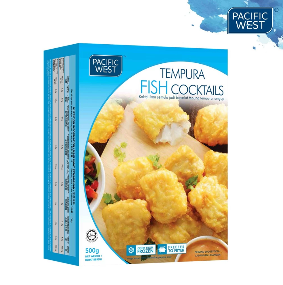 Pacific West Premium Tempura Pollock Fish Cocktail Nuggets 1kg (~33pcs) | Frozen Halal