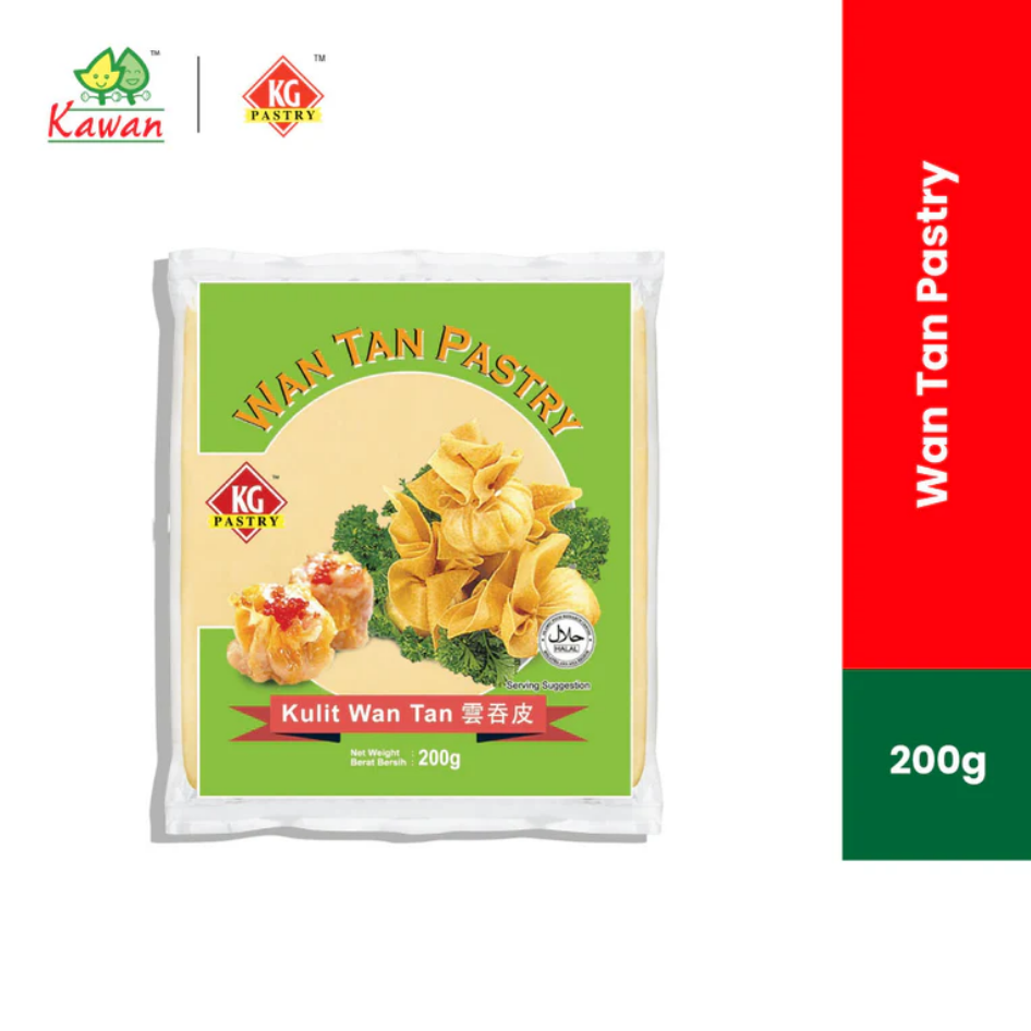 KG PASTRY Wantan Pastry Square 200g Halal Frozen Premium