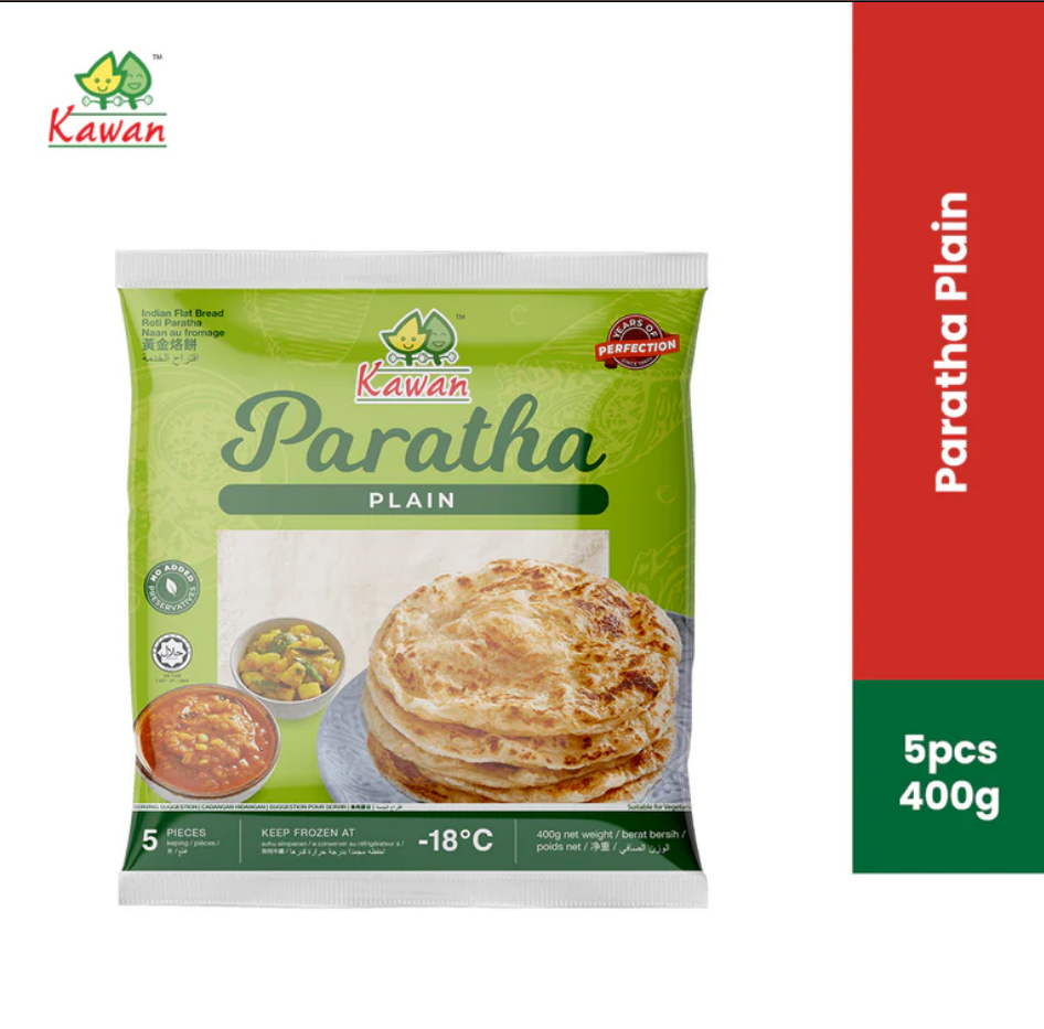 KAWAN Plain Paratha (5pcs - 400g) Premium Halal Frozen (Retail Pack)