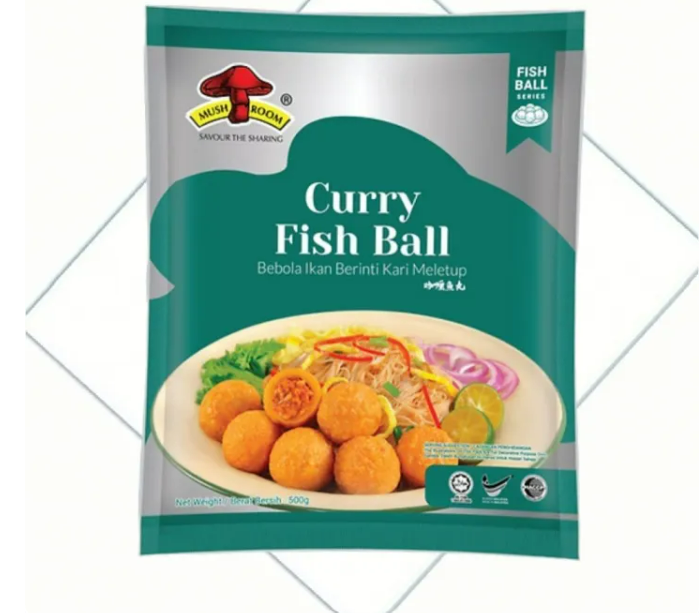 Mushroom Premium Curry Fish Ball 500gm Frozen Halal