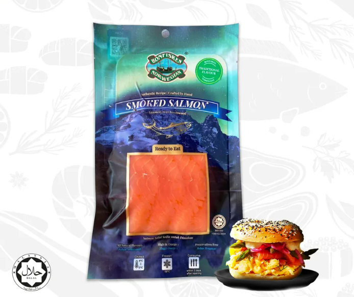 Bonfisken Premium Norway Smoked Salmon Fillet Pre-Sliced 1kg± | Frozen Halal