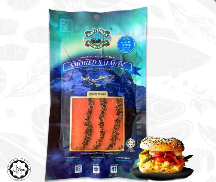 Bonfisken Premium Norway Smoked Salmon Fillet Pre-Sliced 1kg± | Frozen Halal
