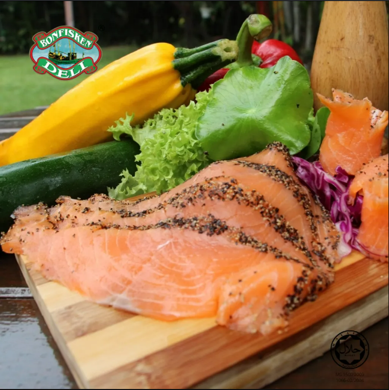 Bonfisken Premium Norway Smoked Salmon Fillet Pre-Sliced 1kg± | Frozen Halal