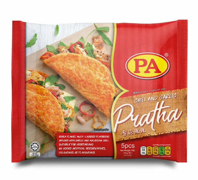 Pau Ahmad PA Premium Roti Paratha Chili (5pcs x 80g) | Halal Frozen