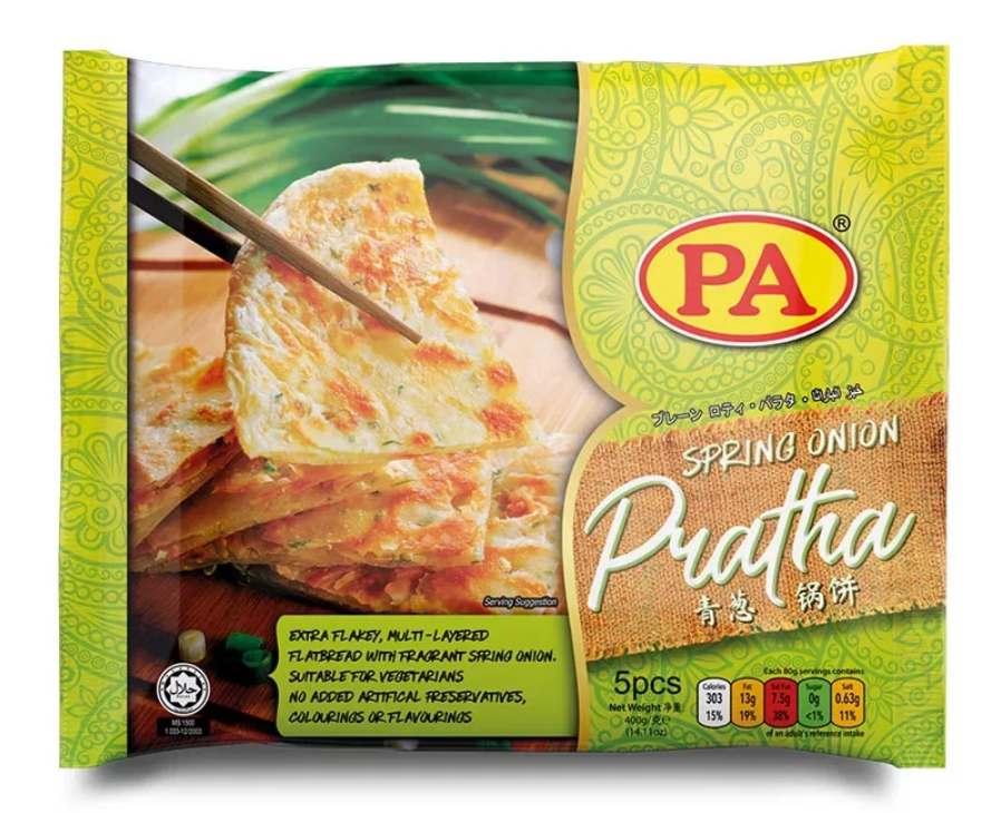 Pau Ahmad PA Premium Roti Paratha Spring Onion (5pcs x 80g) | Halal Frozen