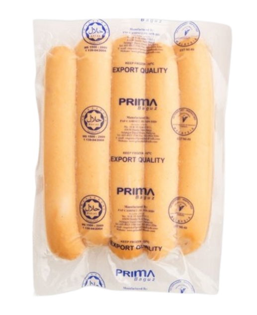 PrimaBaguz Bangi Jumbo Chicken Sausage – Halal Frozen Sosej Ayam Premium