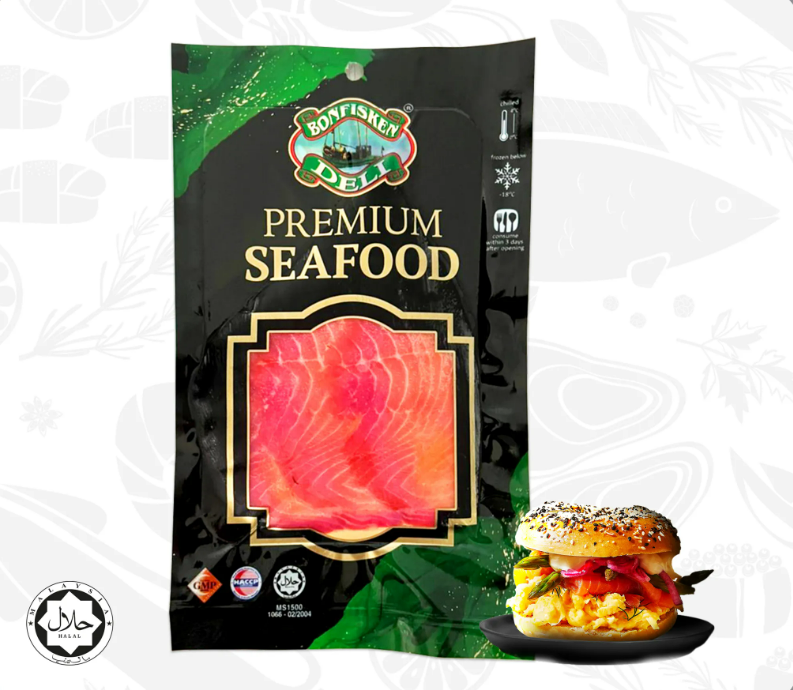 Bonfisken Premium Norway Smoked Salmon Fillet Pre-Sliced 1kg± | Frozen Halal