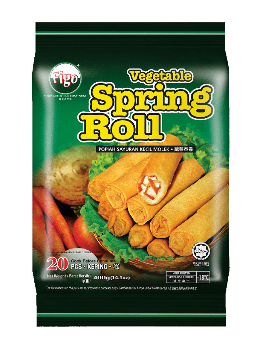 Figo Premium Vegetable Spring Roll 400g / 20pcs (Frozen) – Halal | Popiah Sayuran Kecil Molek