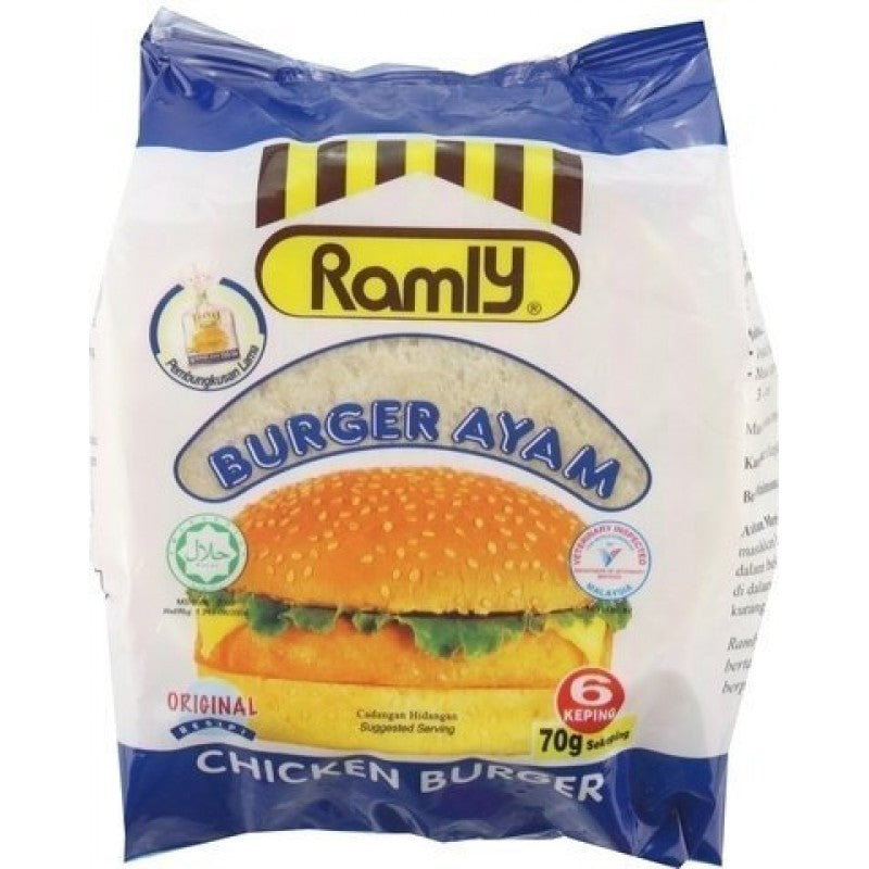 Ramly Premium Chicken Burger Patty 70g x 6pcs | Halal Frozen
