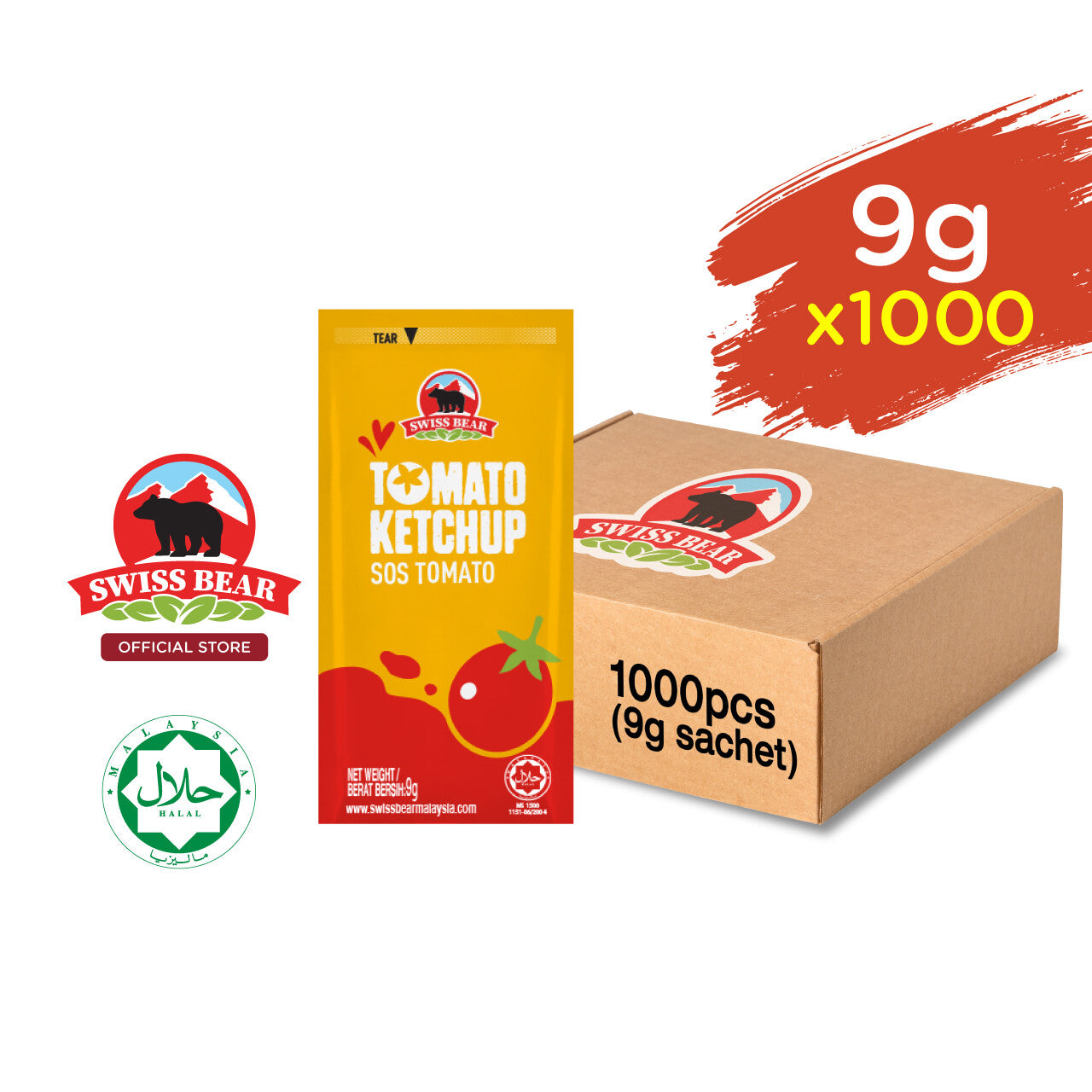 Swiss Bear Sauce Halal Sachet 9gm 100pc. or 1000pc.