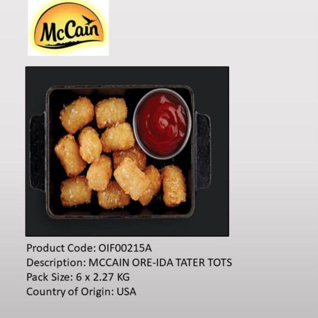 Ore-Ida® Tater Tots® 2.27kg (±235pc) | McCain Premium Halal Frozen