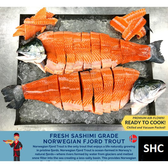 4.5Kg± Premium Fresh Air-Flown Norway Salmon Trout Fillet – Sashimi Grade | Boneless | No Radiation