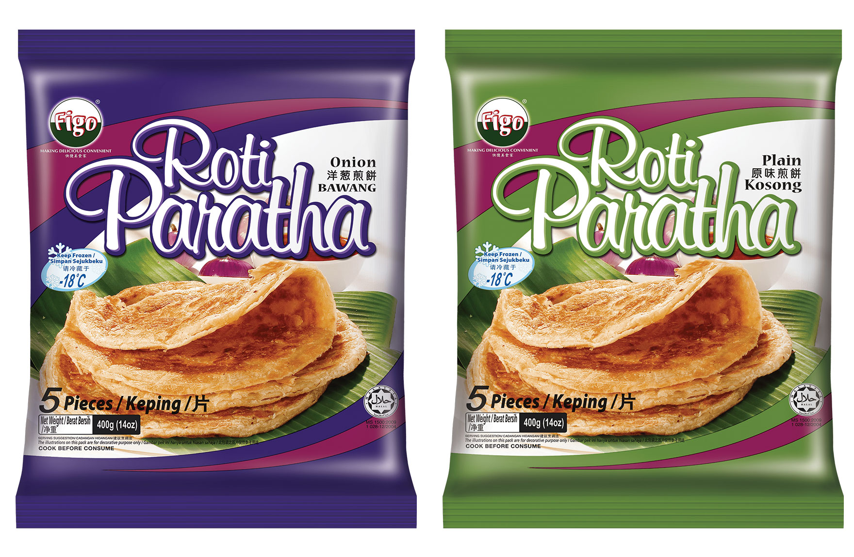 Figo Premium Roti Paratha 400g / 5pcs (Frozen) – Halal