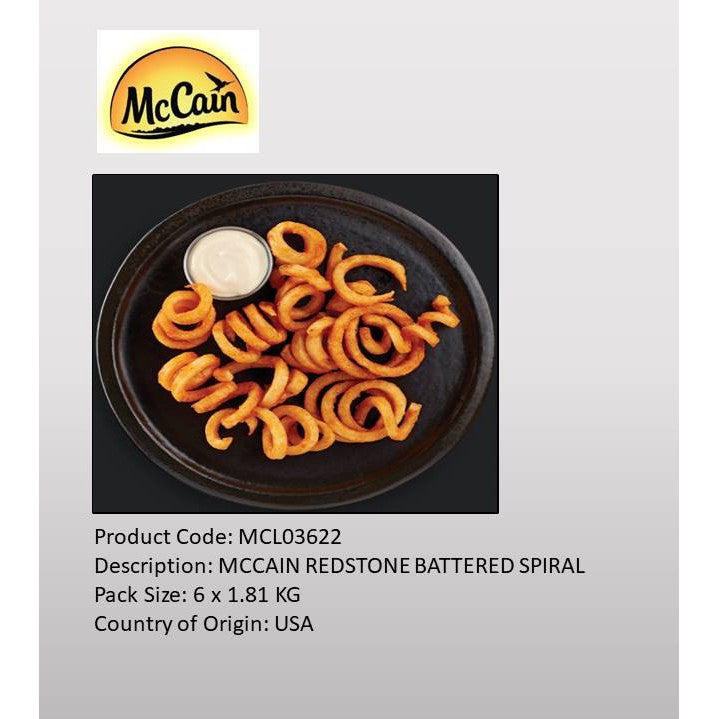 McCain® Redstone Canyon® Skin-On Spiral Curly Fries 1.81kg± – Halal Premium Frozen