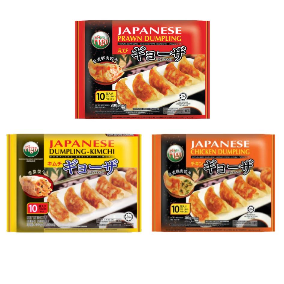 Figo Premium Japanese Dumpling 10pc 200g - Prawn / Chicken / Kimchi (Frozen Halal)