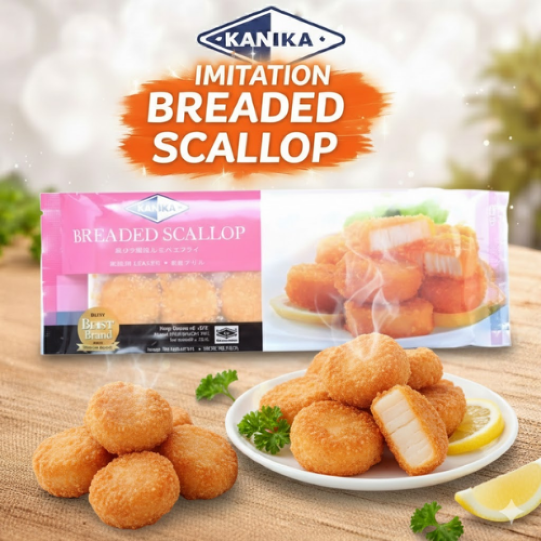 Kanika Premium Imitation Breaded Scallop 10pc. 180g Frozen Halal