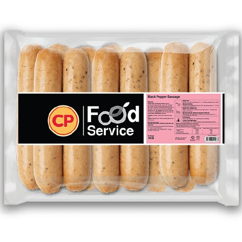 CP Premium Black Pepper Chicken Sausage 1kg | Sosej Lada Hitam Ayam | Halal Frozen