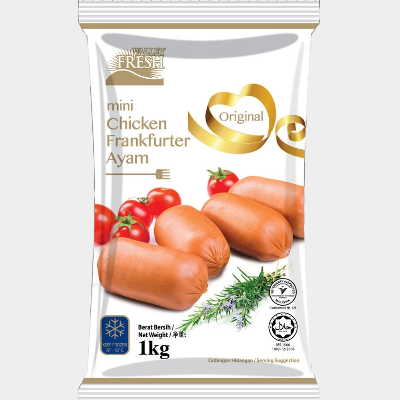 Valley Fresh Chicken Cocktail Sausage Mini (Sosej Ayam) 1Kg | Halal Frozen