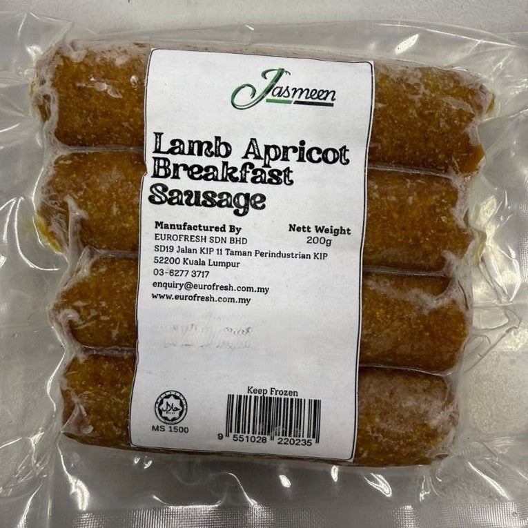 Premium Lamb Breakfast Sausage 4pc. 200gm Frozen Halal Apricot Sosej Kambing Aprikot